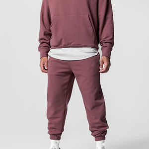 Haute qualité 100% coton pull thermique survêtements hommes couleurs unies 2 pièces sport joggeurs motif d'impression en relief approvisionnement ODM - Product Image 2