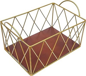 PANIER DE FRUITS EN FER OR EN MÉTAL AVEC POIGNÉE PANIER EN MÉTAL DÉCORATIF DE CUISINE PANIER EN MÉTAL DÉCORATIF DE CUISINE - Product Image 2