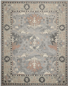 Alfombra de Área Floral Azul Oushak de Lujo Hecha a Mano, Diseño Moderno de Nudos para Sala de Estar, Hotel, Oficina, Hogar Comercial - Product Image 2