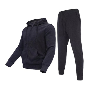 2021 New Design Men's Jogger Sport Casual 2-Piece Tracksuit <b>Hoodie</b> Coat and Sweatpants Set - Product Image 1