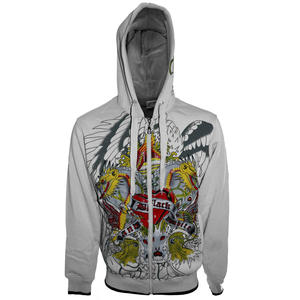 Sudadera con capucha de lana con estampado de algodón personalizado de alta calidad, jersey de patrón sólido con cremallera, sudadera de invierno lavada - Product Image 2