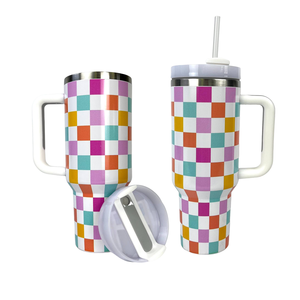 Vaso Personalizado/al por Mayor de 40 oz, Vaso Estilo Occidental con Asa, Vasos Aislados con Tapa y Pajita, Vaso de Acero Inoxidable - Product Image 1