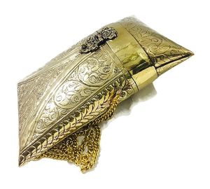 Handcrafted brass clutch <b>bag</b> with textured surface Brass clutch <b>bag</b> for engagement parties At Lowest Price By HF CRAFTS - Product Image 2