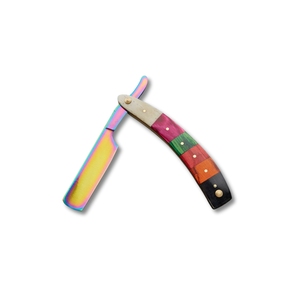 มีดโกนเหล็กดามัสกัสตรงสำหรับผู้ชายด้ามจับไม้เคลือบสีของขวัญแบบ DIY สำหรับสามีเจ้าบ่าว - Product Image 1