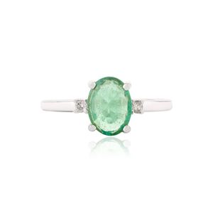 Elegante anillo de diamante esmeralda de corte ovalado Natural 100%, oro blanco Real de 14 quilates de alta calidad para fiesta de boda, joyería fina de piedra única - Product Image 1