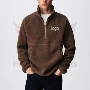 Venta al por mayor de sudadera con media cremallera logotipo personalizado bordado streetwear cuello alto High Street Tallas grandes camisas de hombre de Pakistán - Product Image 5