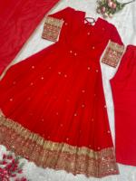 Vestido Anarkali de Alta Calidad, Atractivo, Tradicional Indio-Pakistaní, para Festividades, Diseño de Diseñador, en Falsa Georgette para Mujer