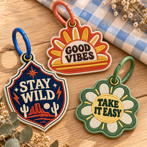 OEM ODM Custom Embroidered Patch Keychains Colorful Carabiner Backpack Charms for Promotional Gifts - Product Image 1