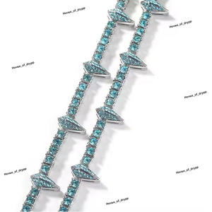 Spiked <b>Tennis</b> <b>Necklace</b> With Moissanite Diamond Luxury Designer 925 Sterling Silver <b>Necklace</b> For <b>Men</b> Women - Product Image 2