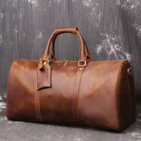 Bolsos de cuero genuino para viaje, bolsas de cuero de alta calidad, casuales, a la moda, para weekender duffle