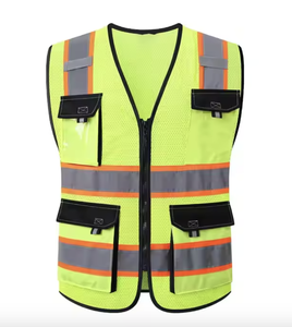 Chaleco DE SEGURIDAD reflectante de alta visibilidad con malla transpirable Chaqueta resistente Bolsillos Contraste Color Heavy Duty Utility - Product Image 2