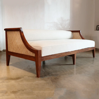 Modernes Luxus-Sofa-Set aus Massivholz, Ausziehbar und Maßgefertigt, mit Rattan, Dreisitzer für Wohnzimmer, Küche, Schule, Keller und Villa
