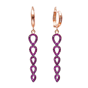 Rubí CZ piedra gota pera forma encanto pendientes largos venta al por Mayor turco hecho a mano 925 plata esterlina joyería fina - Product Image 1
