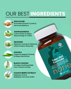 Fórmula para Adolescentes con Shatavari, Ashoka y Chasteberry para el Apoyo a la Pubertad, Alivio del Dolor y Equilibrio Hormonal - Product Image 2