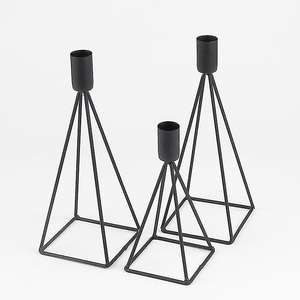 Vente chaude Mat Noir Nouveau Bougeoir Décoratif En Métal pour Table et Décoration À La Main - Product Image 4