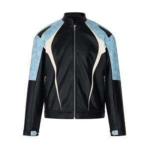 Veste de motard en cuir véritable en peau de mouton avec fermeture à glissière aniline lavande marron pour hommes avec doublure en viscose matelassée et poches intérieures extérieures - Product Image 1