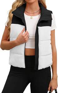 เสื้อกั๊กขนเป็ดแบบสั้นน้ำหนักเบาของผู้หญิงมีซิปปิด2025ฤดูหนาวคอตั้งระบายอากาศมีกระเป๋าด้านในทำจากผ้าฝ้าย - Product Image 2