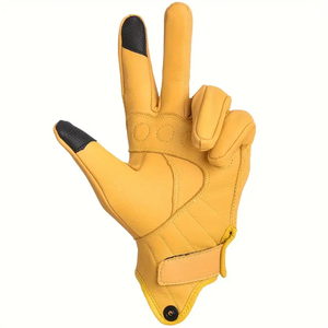 Yellow Highland Ultimate Protection Comfort <b>Green</b> Black Good Quality Genuine Leather Motorcycle Gloves BY AMAZING INDUSTRIES - Product Image 3