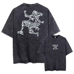 Camiseta de punto con lavado ácido personalizada para hombre, estilo vintage, estampada, 100% algodón, ecológica, transpirable, para verano. - Product Image 2