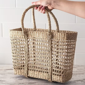 กระเป๋าถือจากหญ้าทะเลจากเวียดนาม, กระเป๋าธรรมชาติทำด้วยมือ | เป็นมิตรกับสิ่งแวดล้อมทอสิริสำหรับชายหาดช้อปปิ้งและการใช้งานในชีวิตประจำวัน - Product Image 6
