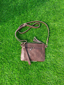 Nuevo estilo occidental Tooled Hair On Hide Fur Leather Sling Bag Mujeres Handcrafted Color Tooled Leather Wristlet Hand Clutch Monederos - Product Image 5