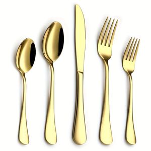 Juego de Cubiertos Clásico con Acabado Dorado, Cubiertos Modernos y Elegantes de Acero Inoxidable, Perfectos para Cenas, Eventos Corporativos y Fiestas - Product Image 6