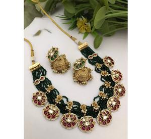 ชุดสร้อยคอพร้อมต่างหูชุบทองคุณภาพสูง ดีไซน์หรูหรา สำหรับงานแต่งงาน ชุดแต่งกายแบบดั้งเดิม สำหรับผู้หญิง - Product Image 1