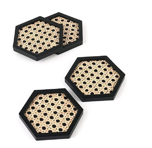 Nouvelles idées faites à la main hexagone rotin thé sous-verre rotin tapis et coussin maison et cuisine décoration mariage rotin thé tasse plateau sous-verre - Product Image 1