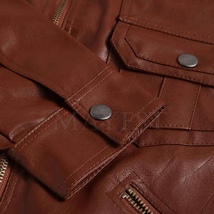 Chaqueta de cuero genuino de la mejor calidad para hombre para otoño e invierno con cuello levantado - Product Image 6