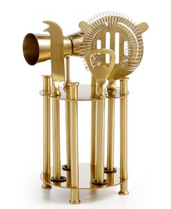 Nuevo y elegante juego de herramientas de barra más vendido, Kit de barman de acero inoxidable con revestimiento de PVD, accesorios de barra, juego de coctelera dorada - Product Image 4