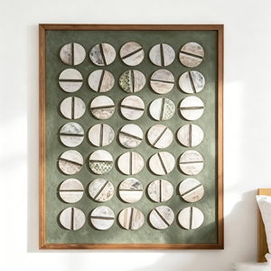 Olive Moon Grid Textured Relief <b>Canvas</b> Wall Art Oversized Wabi Sabi <b>Abstract</b> Hand Painted Painting Home Hotel Office Decoration - Product Image 2