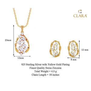 NOVAMART Fine Petra Pendant <b>Earring</b> <b>Chain</b> Set 925 Sterling <b>Silver</b> Fine Jewelry Wholesale Export - Product Image 4