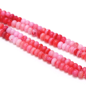 Hot Pink Opal Rondelle <b>Beads</b>: AAA Smooth Gemstone Strand - Product Image 3