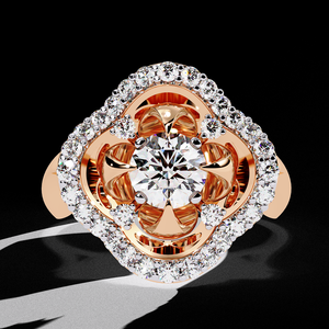 Exquisite 14K 18K Gold Lab Grown Diamond Floral Halo <b>Ring</b> VVS EF Clarity Handcrafted Fine Jewelry - Product Image 3
