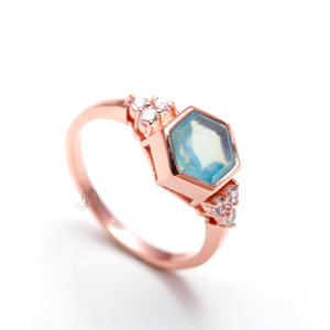 Bague aigue-marine en argent sterling 925 bijoux en argent fin personnalisables pour les femmes approvisionnement en gros en vrac pour les occasions de mariage - Product Image 2