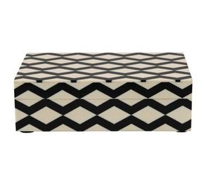 Joyero de trabajo de hueso de cuerno a precio de fábrica patrón geométrico Beige negro con acabado pulido multiusos para almacenamiento de joyas - Product Image 5