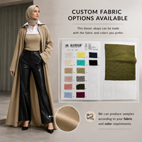 Abaya longue pour femme à texture gaufrée, ouverture zippée sur le devant, style manteau, fournisseur de marque privée