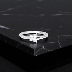 0.07 Carat E-F/VVS-VS <b>Moissanite</b> Round Cut Diamond Prong Set Butterfly Shape <b>Ring</b> 10K 14K 18K Solid Gold - Product Image 3