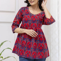 Tops mi-longs élégants à imprimé floral pour femmes, matière légère, toucher doux, look décontracté, choix parfait, mode élégante, tenue de tous les jours