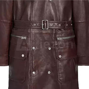 Manteau en cuir d'hiver pour hommes, manteau en cuir d'extérieur durable à double boutonnage pour l'extérieur - Product Image 6