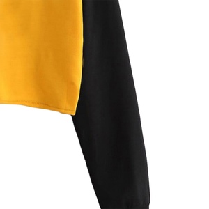 Sweat à capuche court personnalisé à blocs de couleur à manches longues pour femmes, sweat à capuche bon marché en gros, sweats à capuche et sweat-shirts pour femmes - Product Image 6