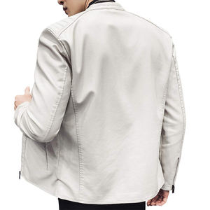 Veste de moto en cuir pour homme, style streetwear très populaire, haute qualité, design unique avec fermeture éclair, séchage rapide - Product Image 3