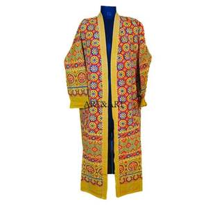 Elegante Bata de Algodón Kantha de Alta Calidad con Diseño Floral de Retazos, Cuello en V y Cierre con Cordón, Kimono, Vestido de Noche Nupcial para - Product Image 2