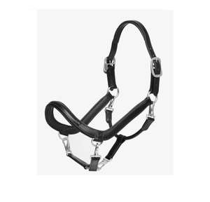 Cabestro de caballo de cuero de primera calidad, duradero con banda para la nariz acolchada suave, herrajes de aleación para el cuello y cómodo diseño de cabestro de cuerda - Product Image 1