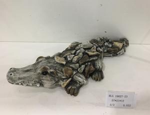 Sculpture de crocodile réaliste <span class=keywords><strong>pour</strong></span> <span class=keywords><strong>jardin</strong></span>, lumière solaire extérieure, yeux lumineux, statue en bois résistante aux intempéries - Product Image 2