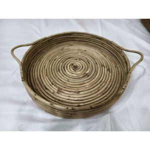 Panier Plateau Restaurant Hôtel Ware Fournitures Style Exclusif Tissé À La Main Forme Ronde Rotin Plateau De Service Présentoir De Fruits - Product Image 4