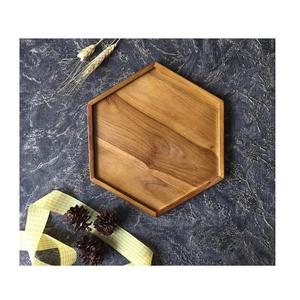 Plateau de service de vaisselle en bois avec poignée rectangulaire plateau en bois d'acacia fait à la main et plateau de petit déjeuner pour la maison et l'hôtel - Product Image 4
