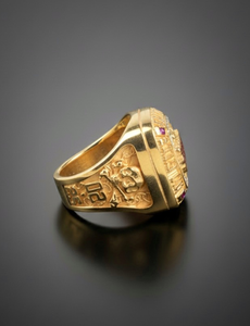<b>Mens</b> 925 <b>Silver</b> Moissanite Championship <b>Ring</b> Red Enamel Flame Design Iced Statement Luxury Jewellery <b>For</b> <b>Men</b> - Product Image 2