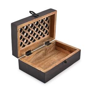 Boîte de rangement décorative en bois de manguier artisanale avec finition naturelle - Product Image 4