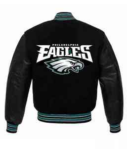 Lana Body Print Pattern Plus Real Leather Sleeves Varsity Jacket Estilo casual A prueba de viento Letterman Club Team Jacket - Product Image 2